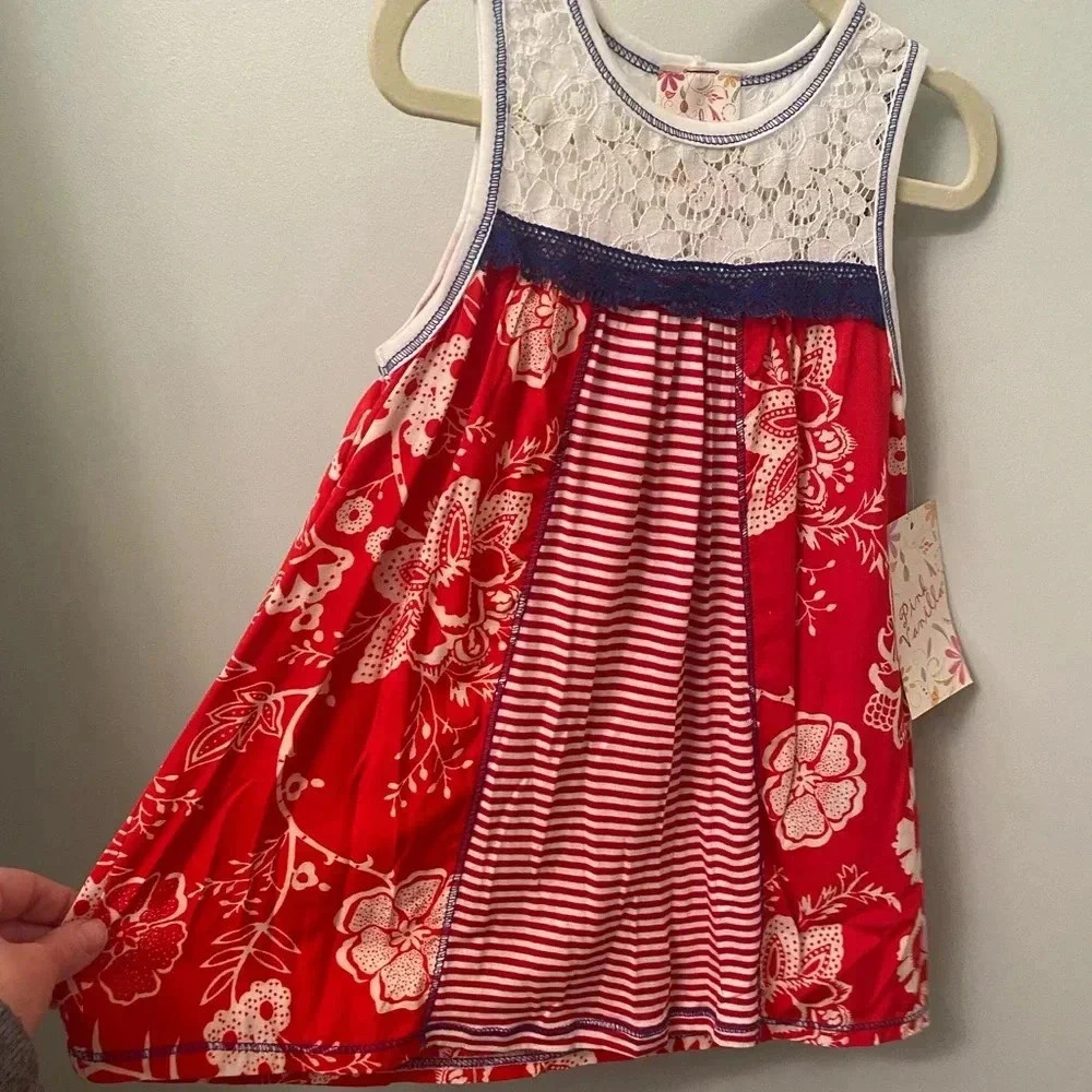NWT new girls boho tunic top sleeveless 4th July red white blue 6 pink vanilla - Picture 6 of 9